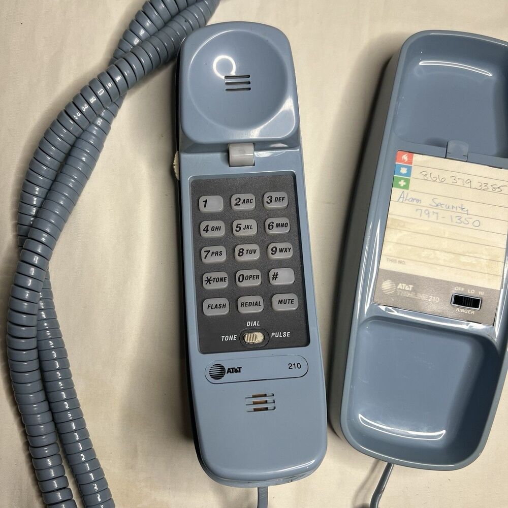 Vintage AT&T 210 Trimline Corded Telephone Light Blue Retro Wall Table Landline